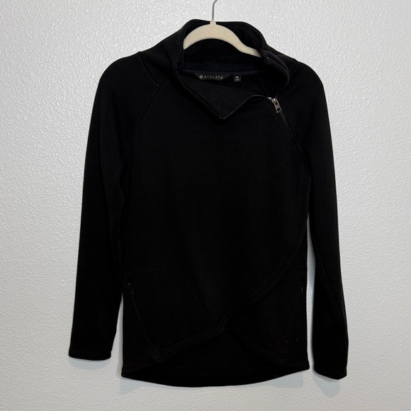 ATHLETA Cozy Karma Asym Pullover Sweatshirt Black XS - Picture 2 of 5